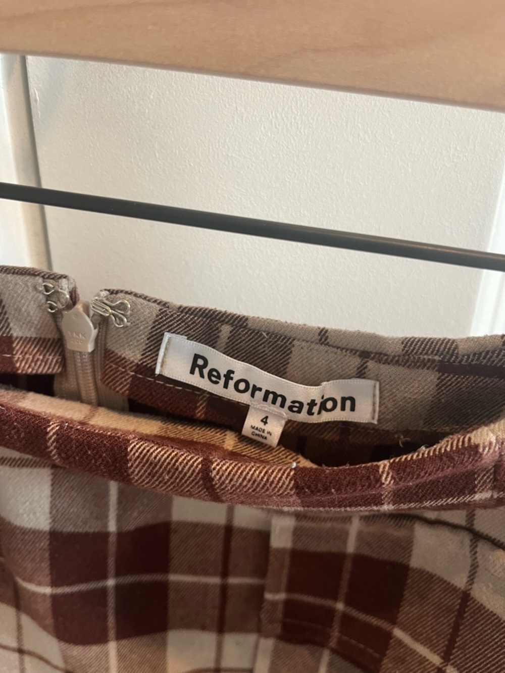 Reformation Janis Mini Skirt- Brown Plaid - Size 4 - Picture 5 of 6